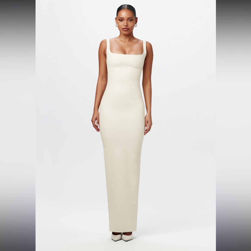 Vegan leather croc tank maxi dress